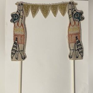 🎂 Coral & Tusk Embroidered Raccoon Cake Topper / Banner ✨